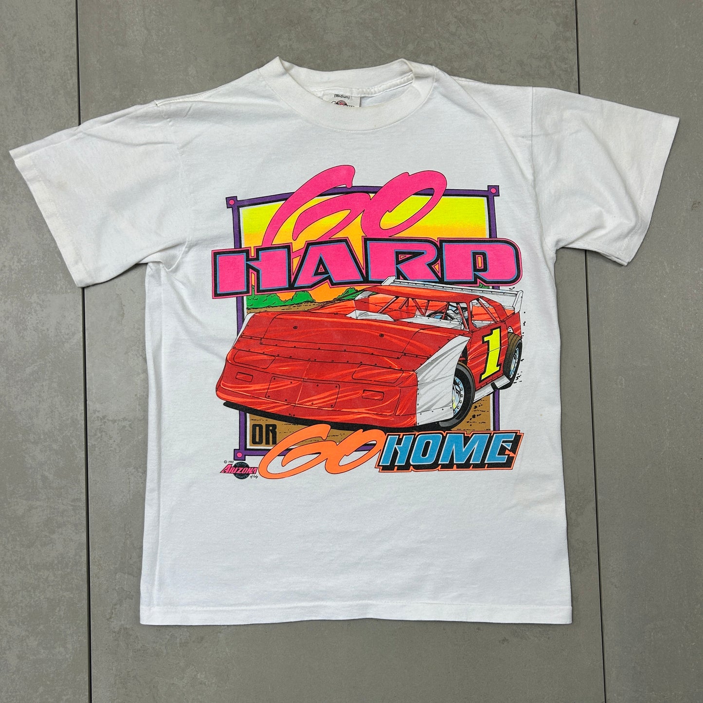 Vintage 1993 Single Stitch Car Nascar Graphic White T-Shirt - S