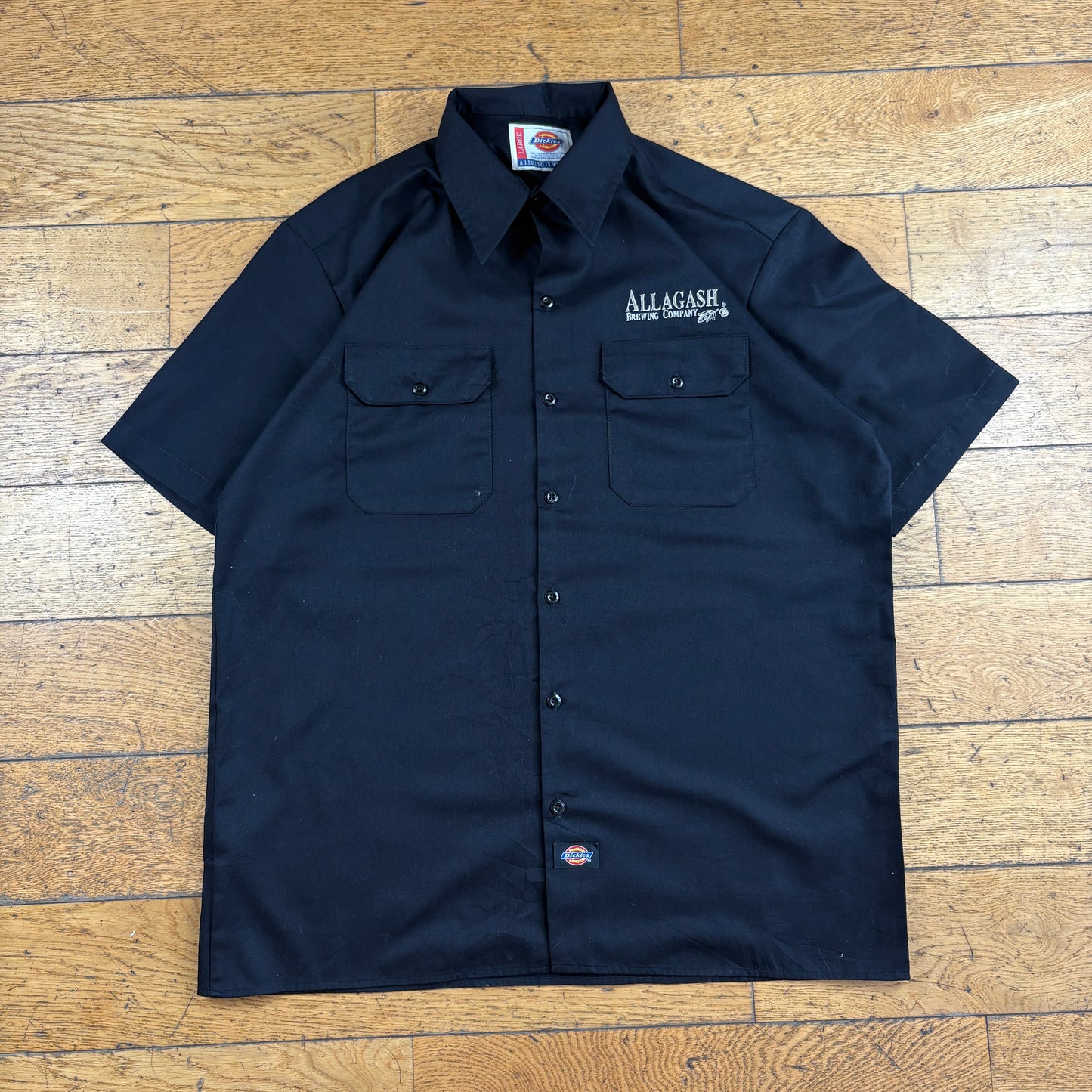 Vintage Dickies Black Short Sleeve Embroidered Workwear Shirt - L