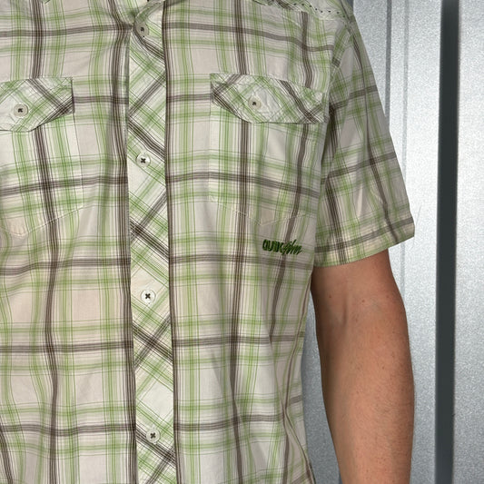 Quiksilver Green Check Plaid Short Sleeve Shirt - S