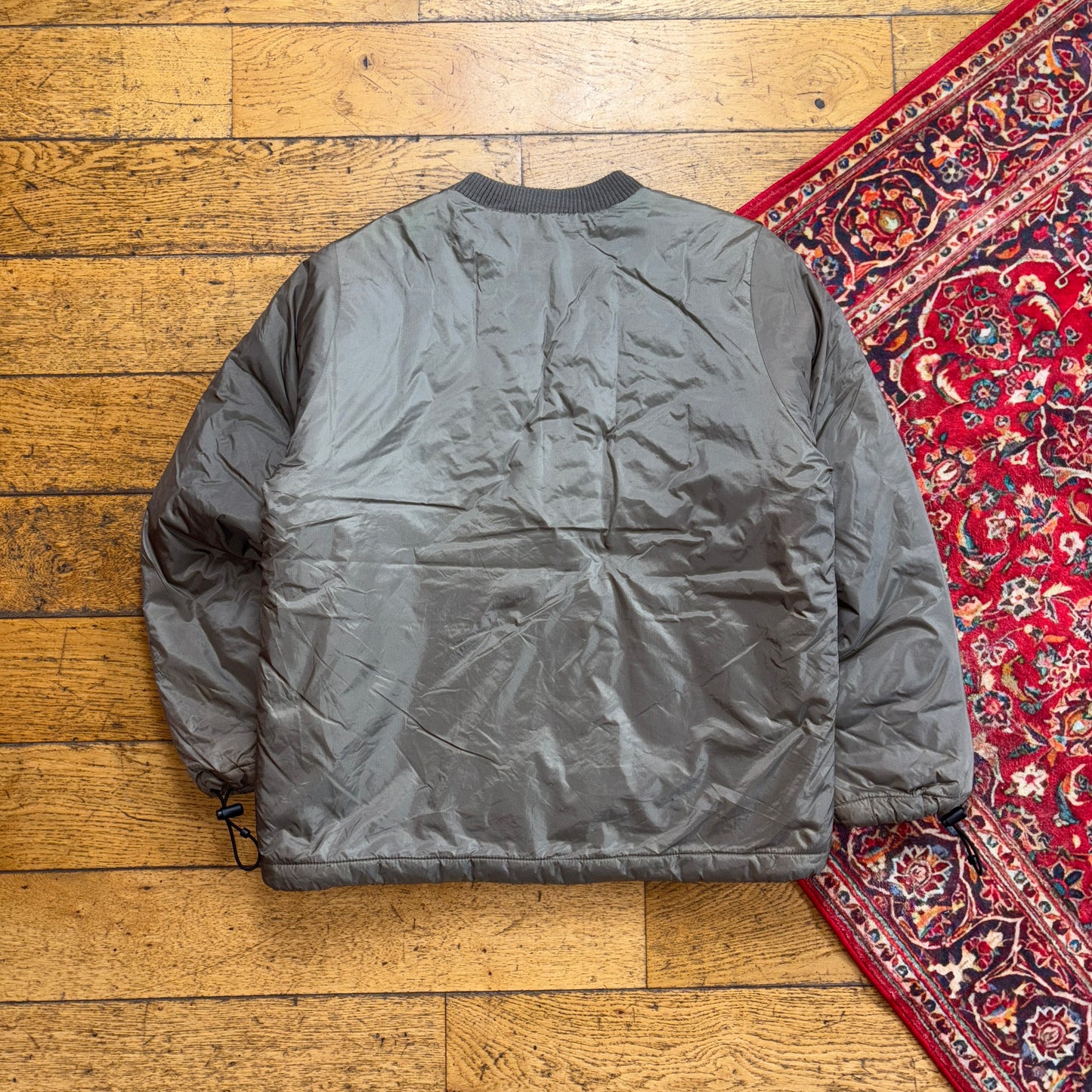 Vintage Energie Embroidered Green Khaki Puffer Jacket Pullover - M