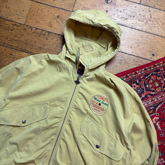 Vintage 1993 Metal Jackets Yellow Workwear Active Bomber Hoodie Jacket -