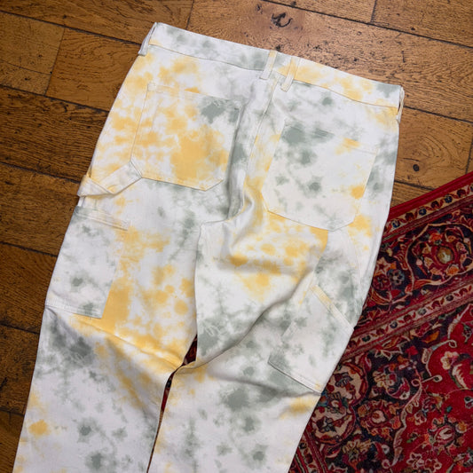 Vintage Pacsun White Bleach Pattern Straight Carpenter Y2K Jeans - 34S