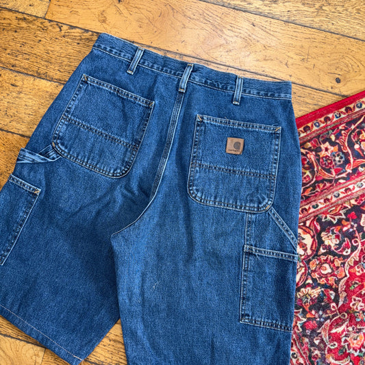 Vintage Carhartt Blue Workwear Baggy Carpenter Jorts Shorts - 32