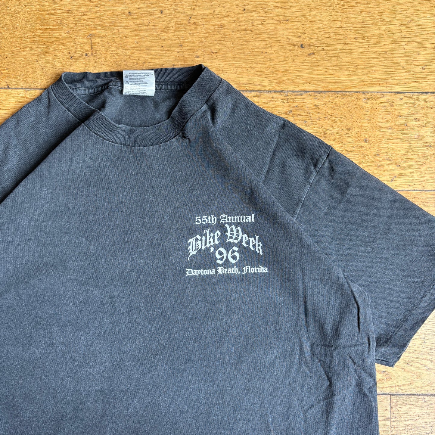 Vintage 90s Motorbike Black Single Stitch Graphic T-Shirt - M/L