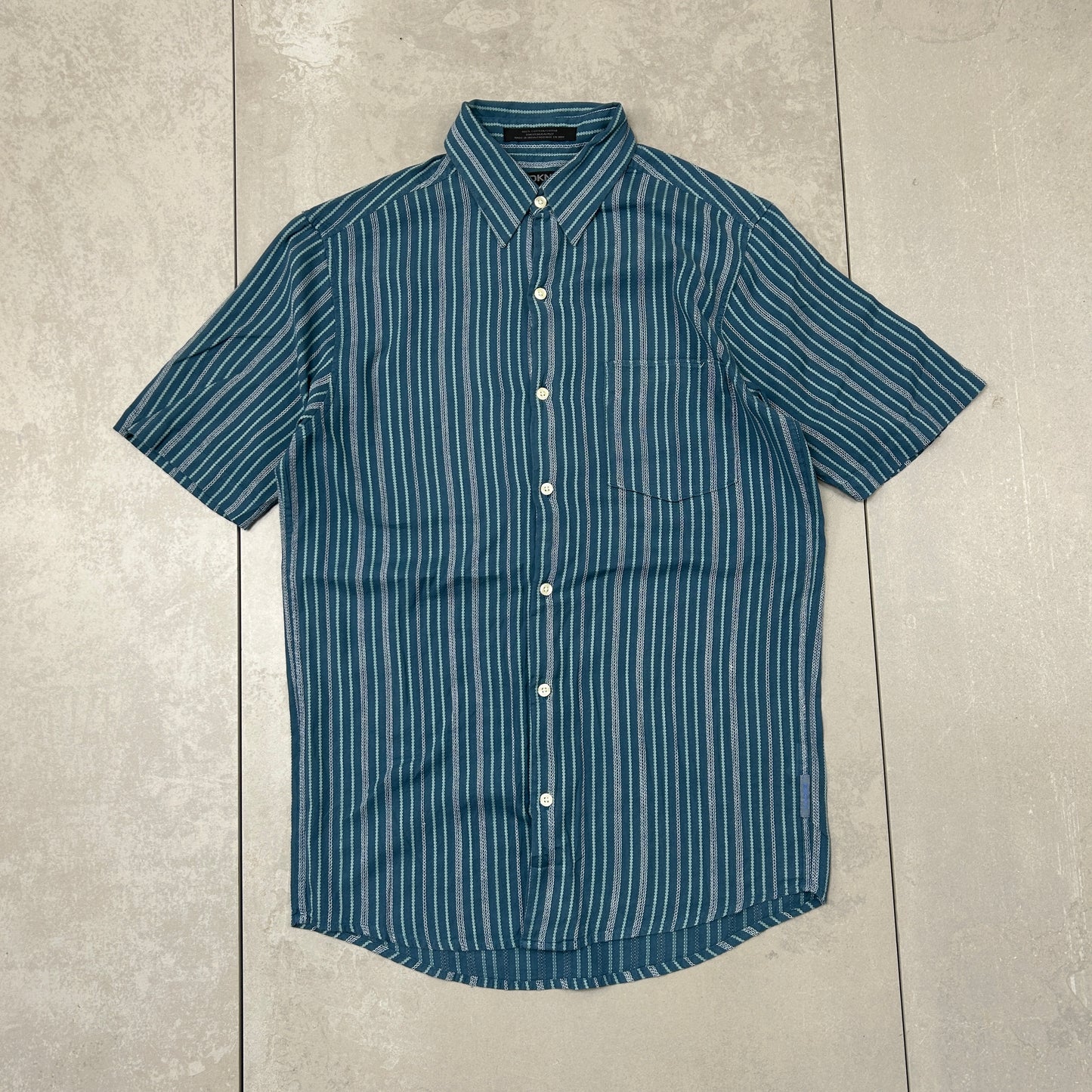 Vintage DKNY Blue Stripe Short Sleeve Shirt - S