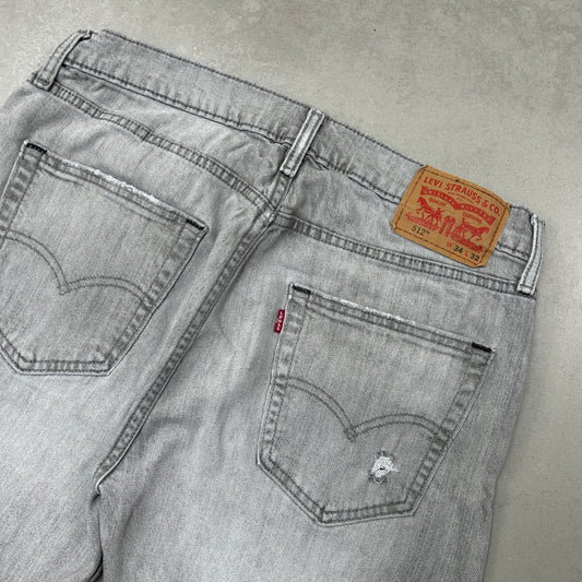 Vintage Levis 512 Slim Grey Denim Shorts - 34