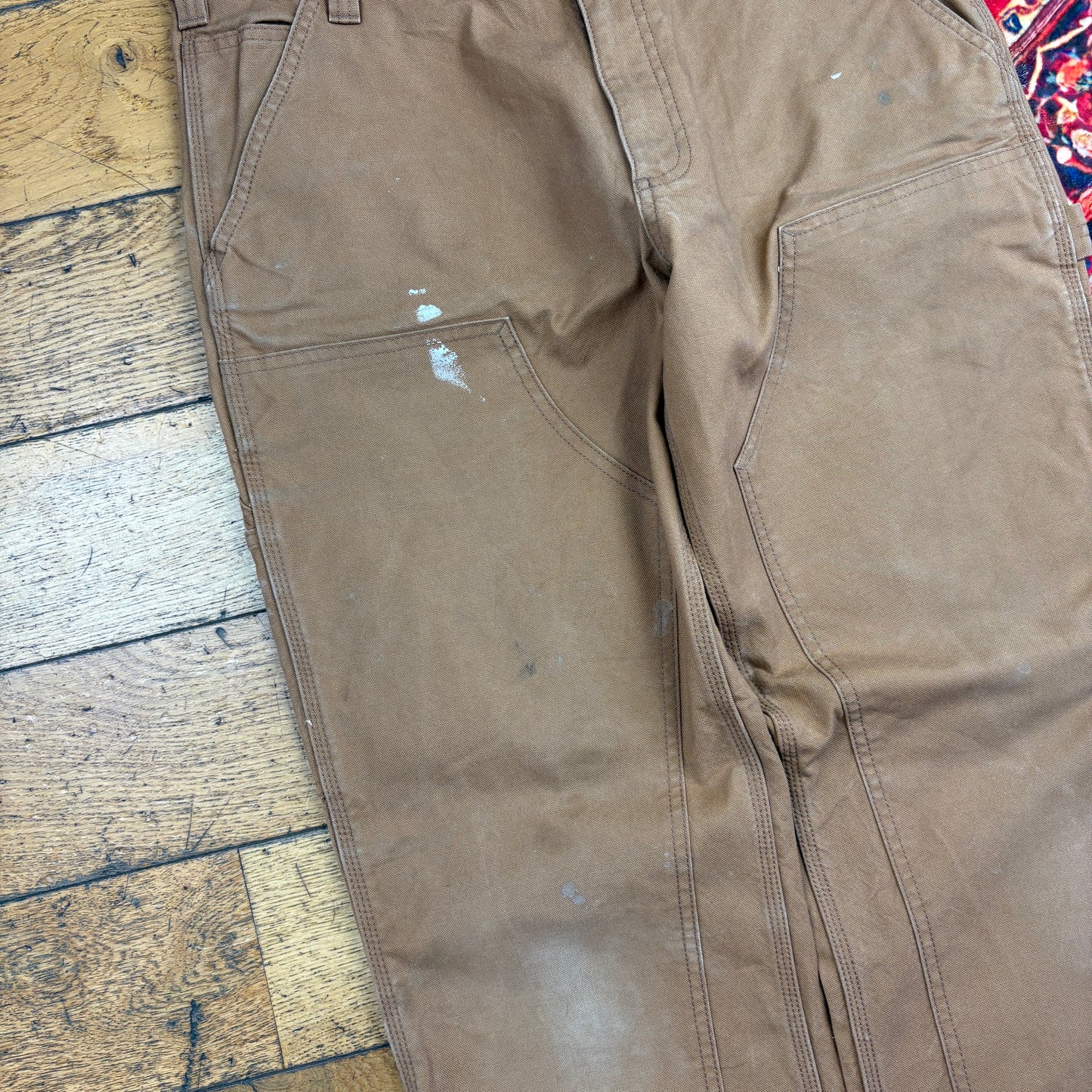 Vintage Carhartt Brown Double Knee Workwear Carpenter Baggy Trousers - 33
