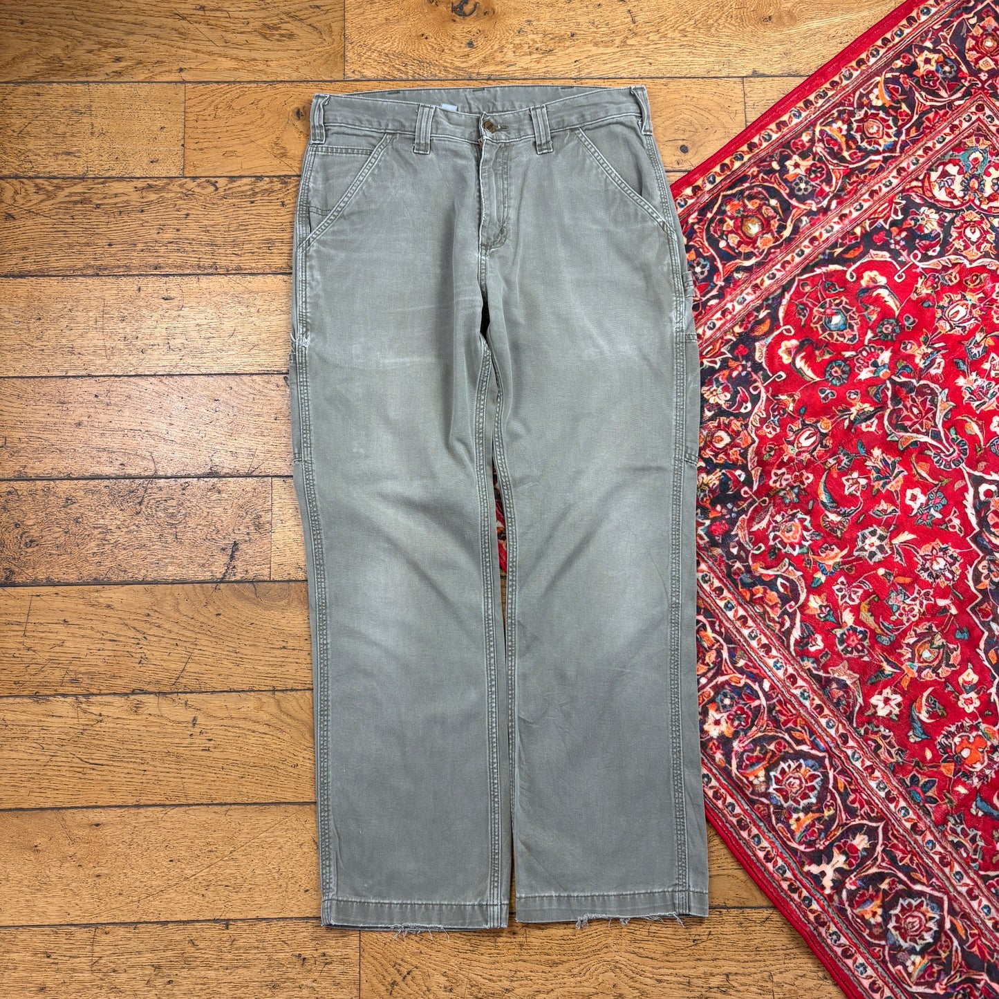 Vintage Carhartt Green Workwear Carpenter Baggy Trousers - 32