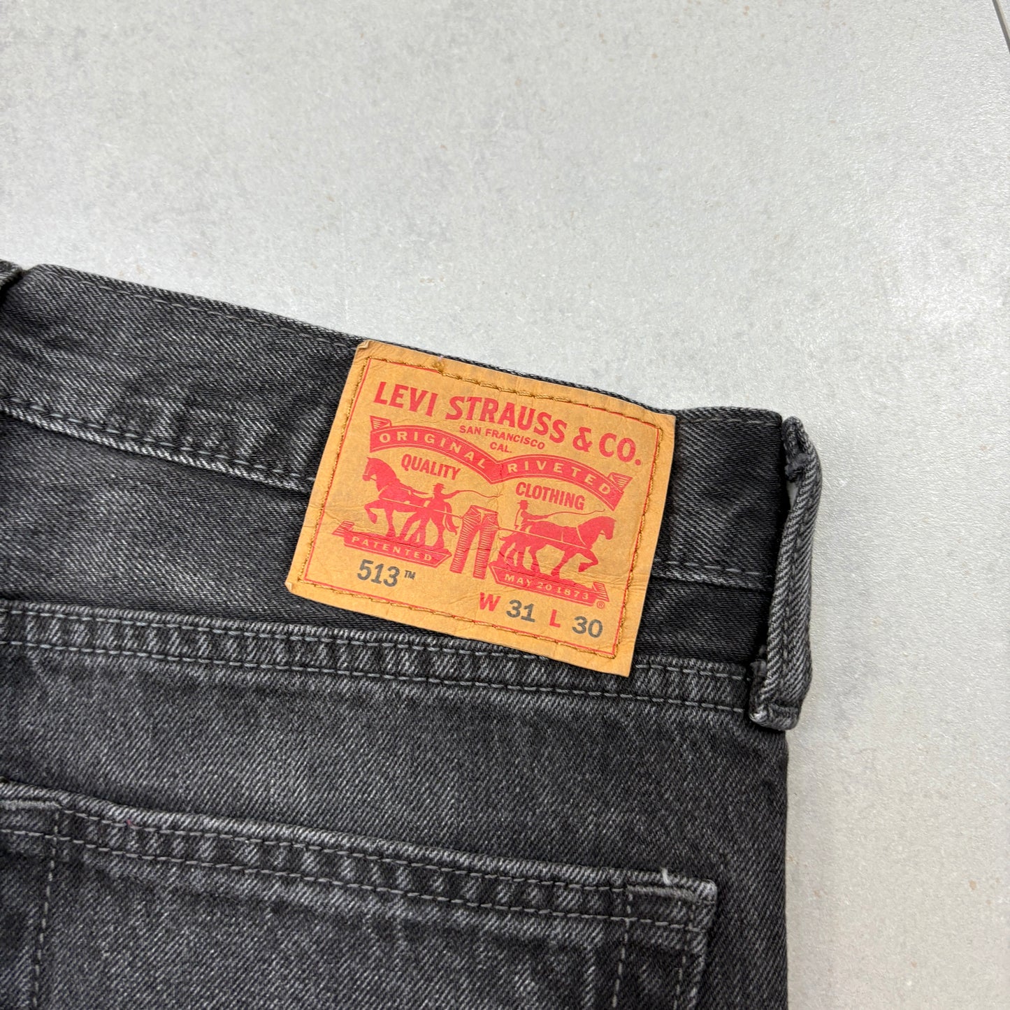 Vintage Levis 513 Black Denim Shorts - 31