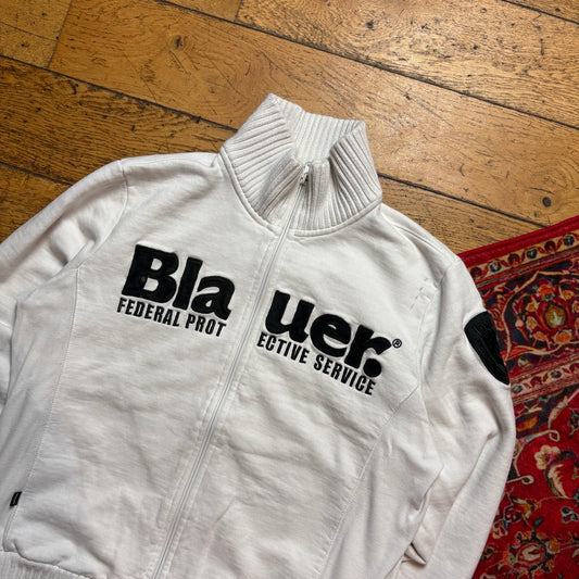 Vintage Blauer White Embroidered Zip Sweatshirt - M