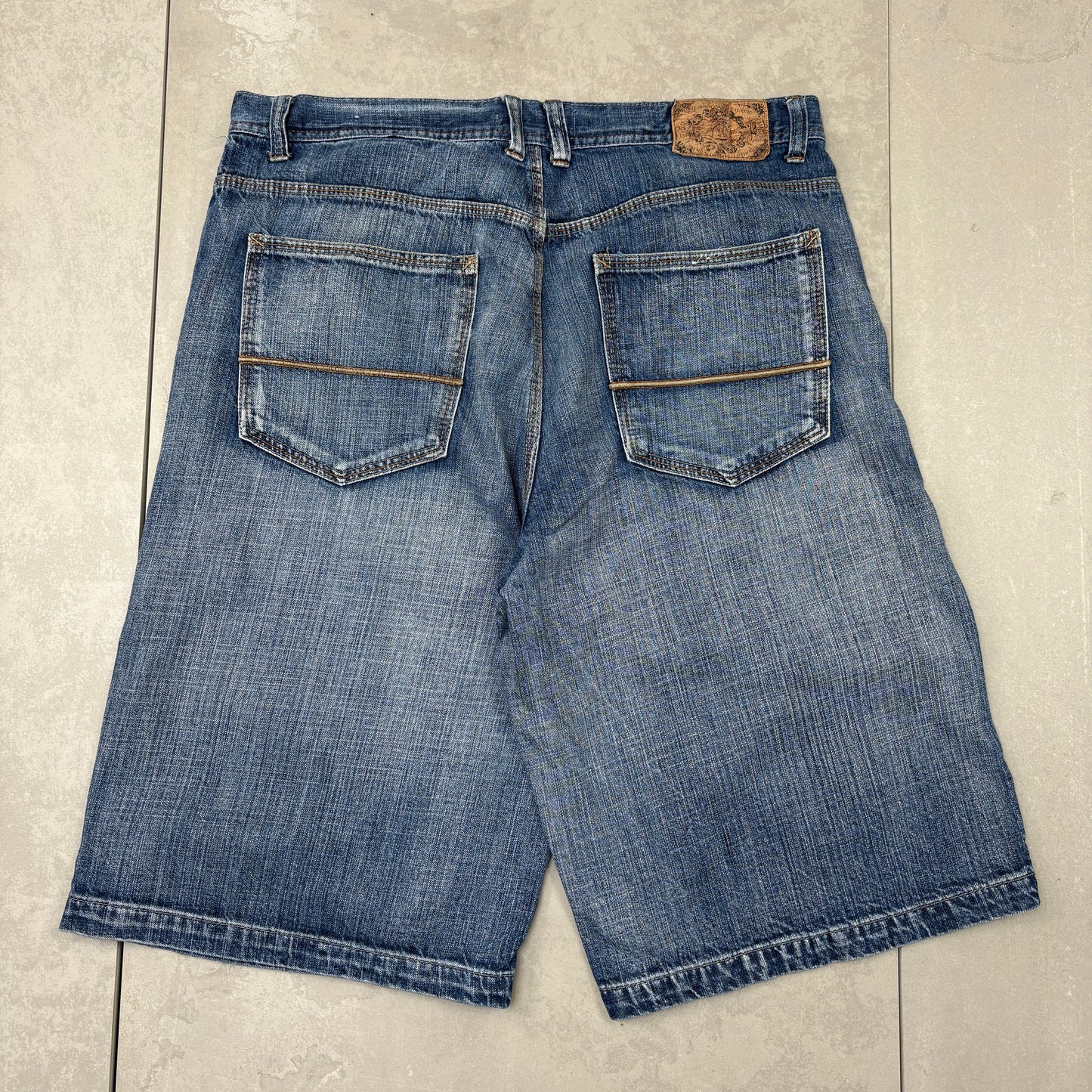 Vintage Embroidered Hip Hop Baggy Blue Shorts Jorts - 38