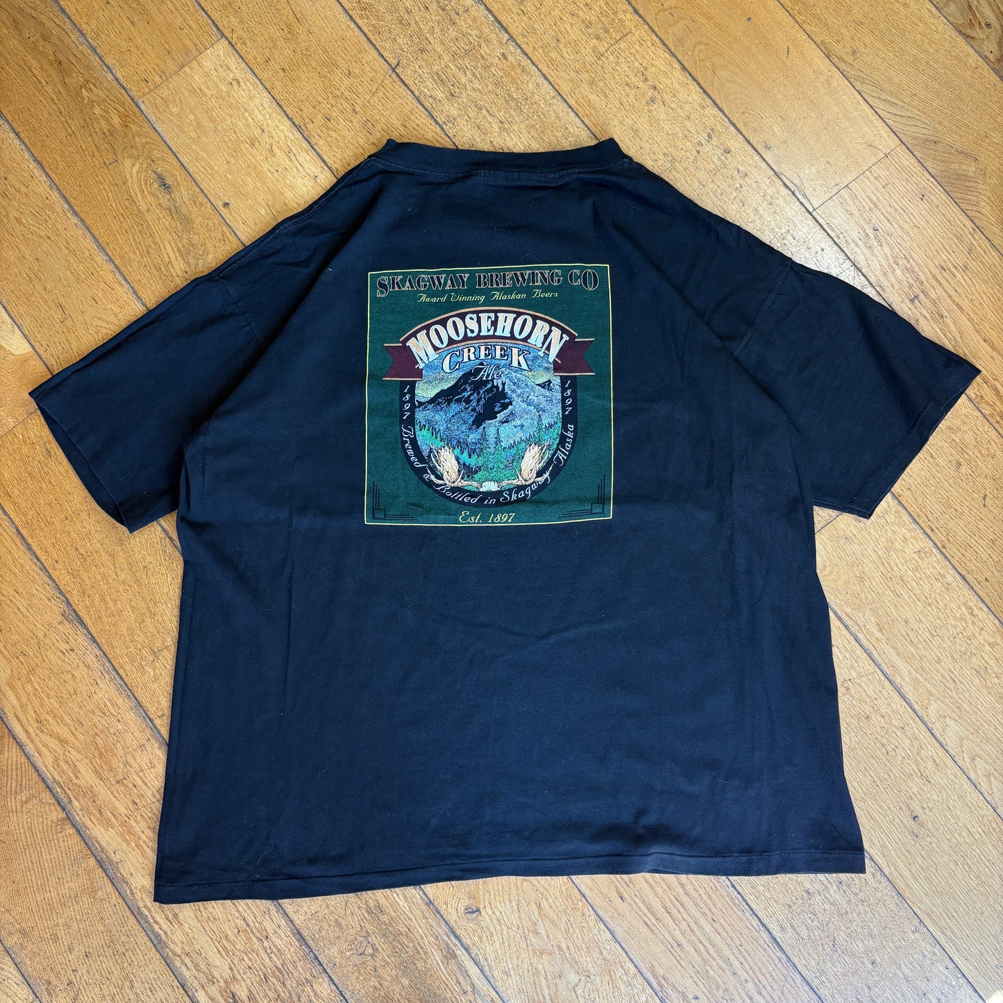 Vintage 90s Stagway Brewing Beer Black Single Stitch Graphic T-Shirt - 2XL