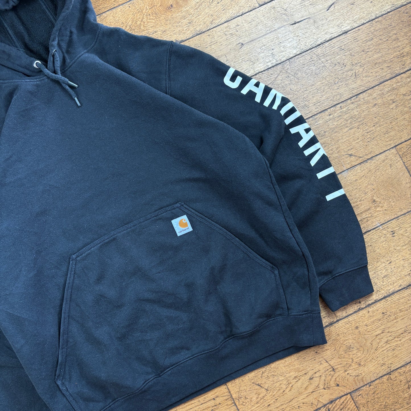 Vintage Carhartt Black Hoodie Sweatshirt - L