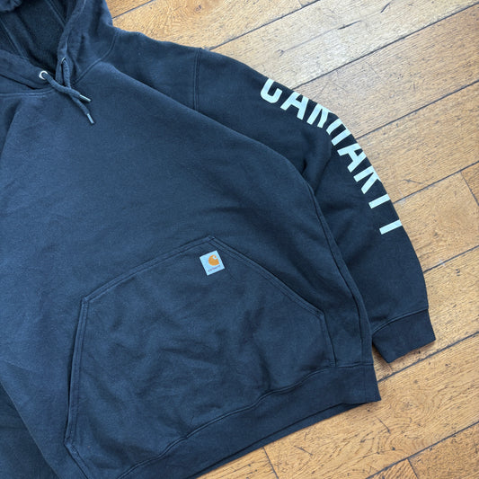 Vintage Carhartt Black Hoodie Sweatshirt - L