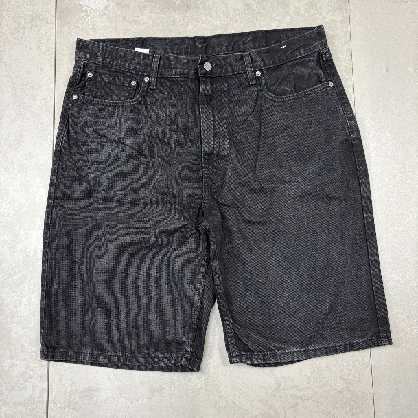 Vintage Levis 469 Black Baggy Denim Shorts - 40