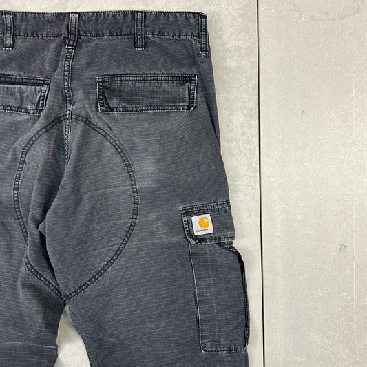 Vintage Carhartt Workwear Carpenter Cargo Black Baggy Trousers - 32