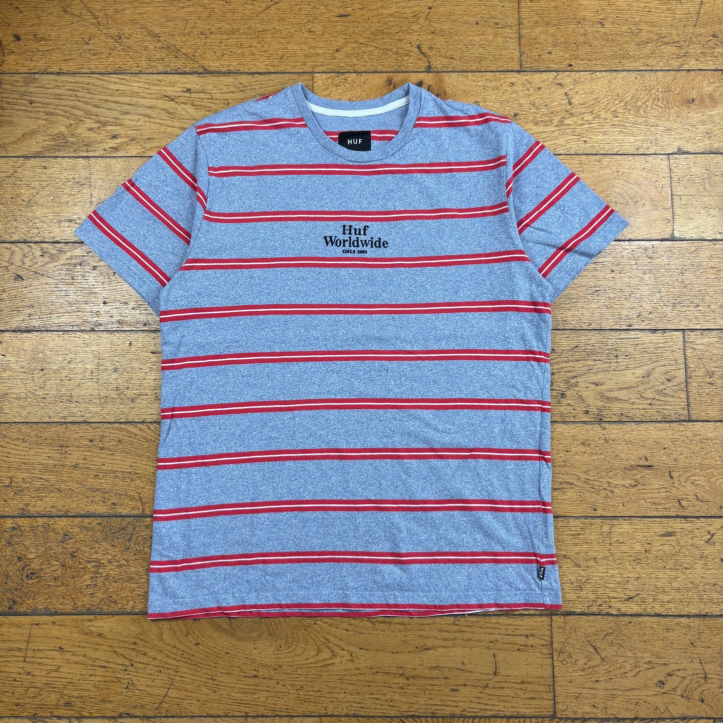Vintage HUF Grey Skate Stripe T-Shirt - S
