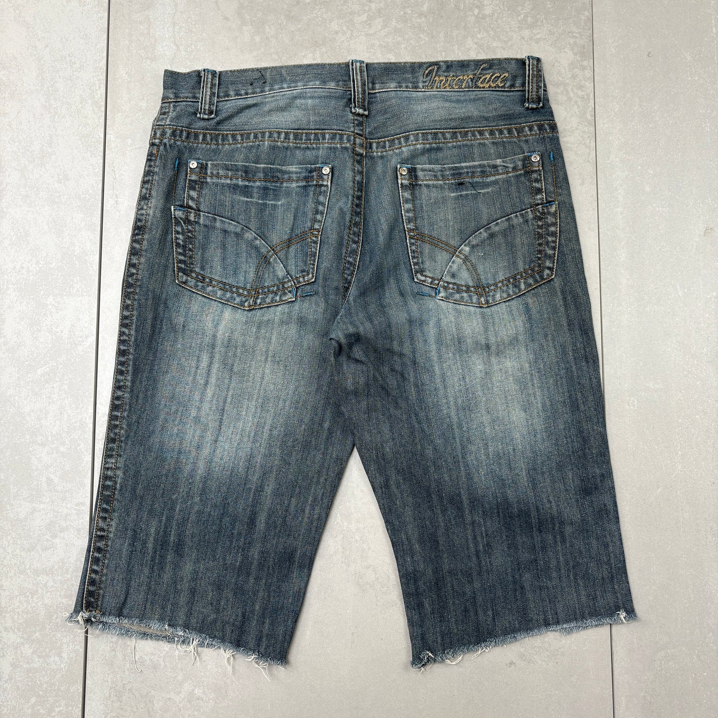 Vintage Embroidered Hip Hop Blue Baggy Shorts Jorts - 36