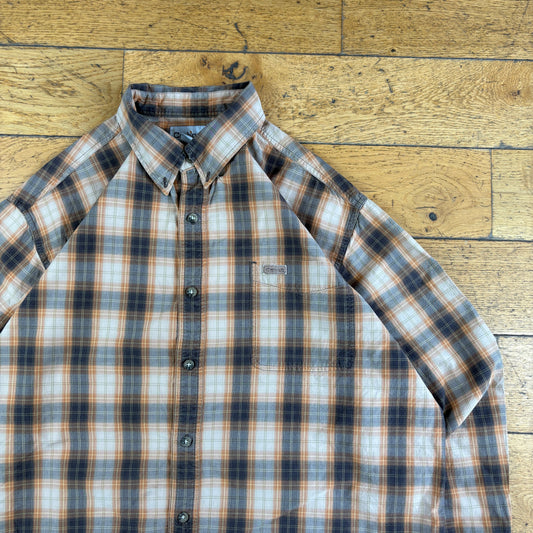Vintage Carhartt Brown Orange Check Workwear Shirt - XL