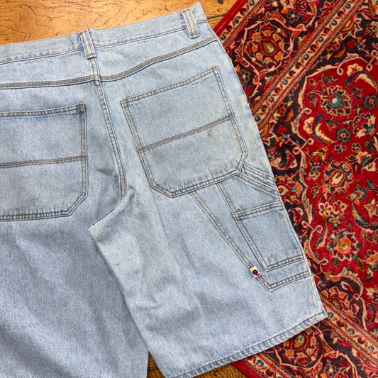 Vintage Bugle Boy Hip Hop Baggy Blue Carpenter Shorts Jorts - 36