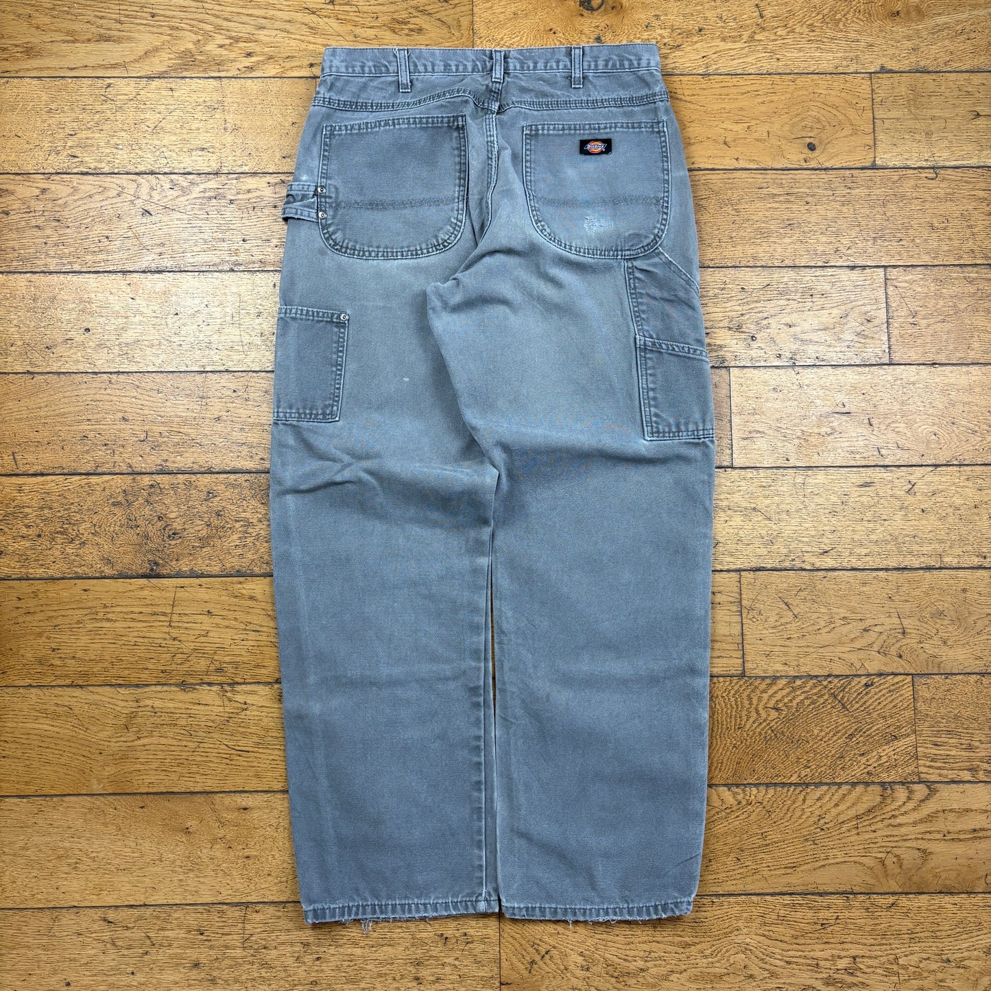 Vintage Dickies Grey Double Knee Workwear Carpenter Baggy Trousers - 34