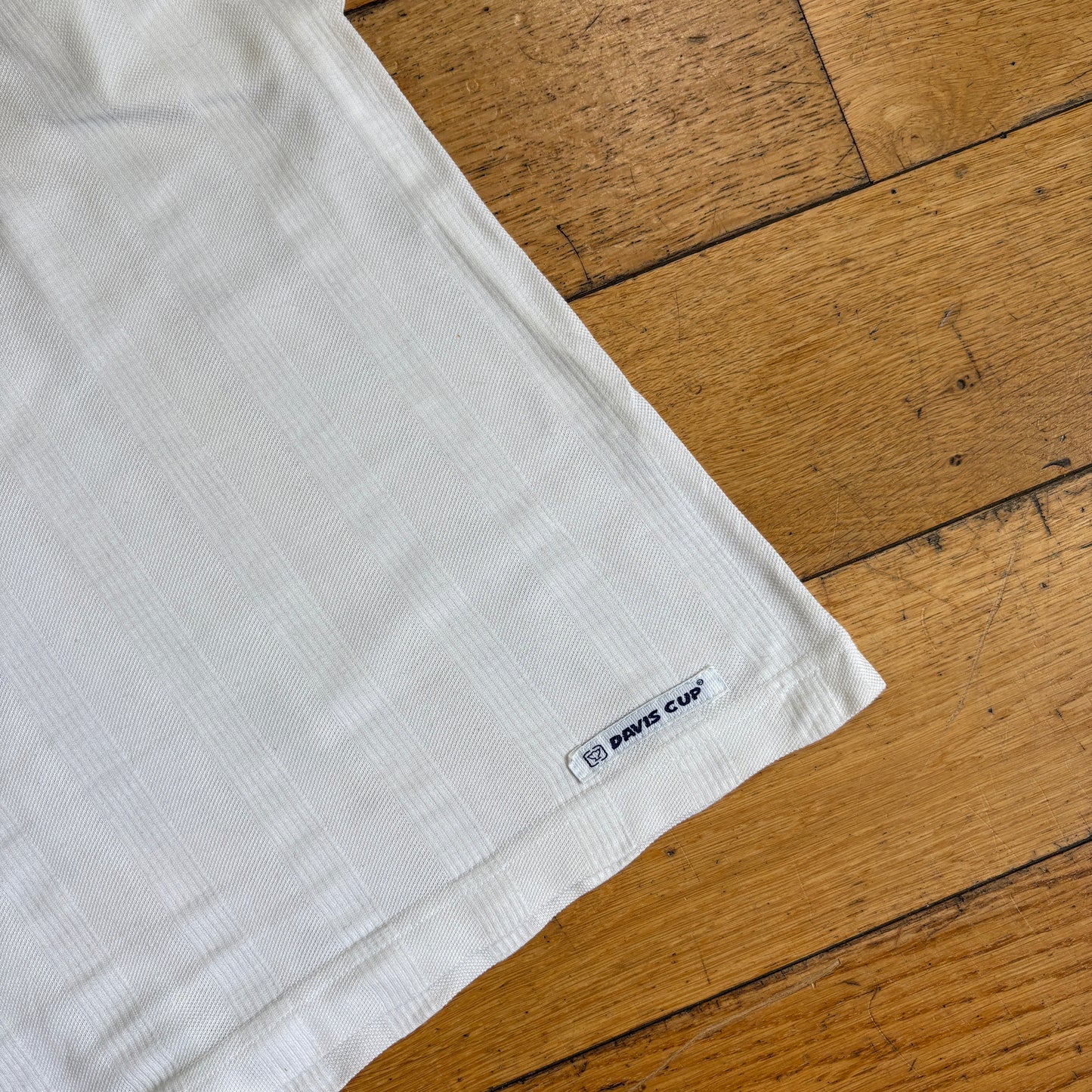 Vintage White Diadora Davis Cup Embroidered White Polo Shirt - L