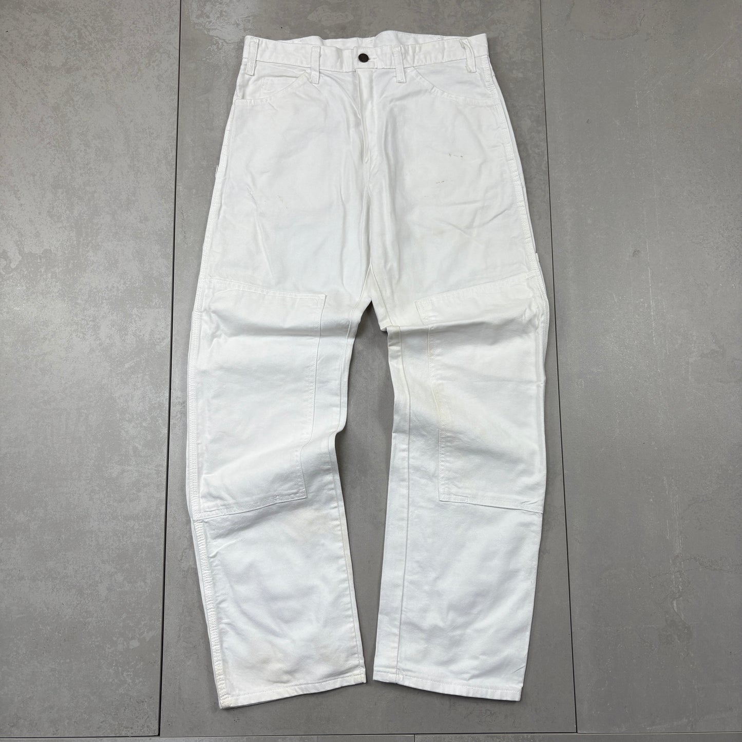 Vintage Dickies Workwear White Double Knee Carpenter Baggy Trousers - 32