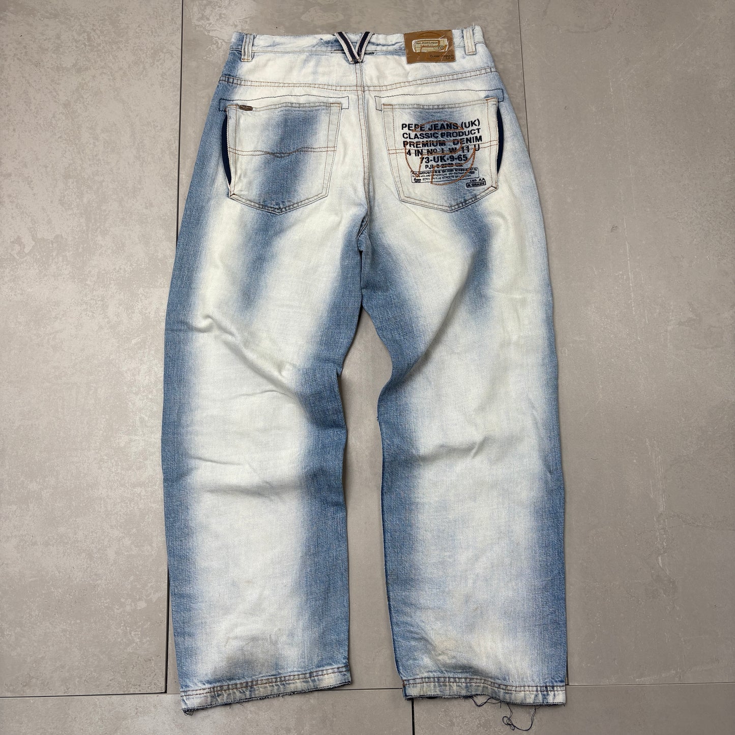 Vintage Pepe Jeans Blue Embroidered Hip Hop Baggy Jeans - 34