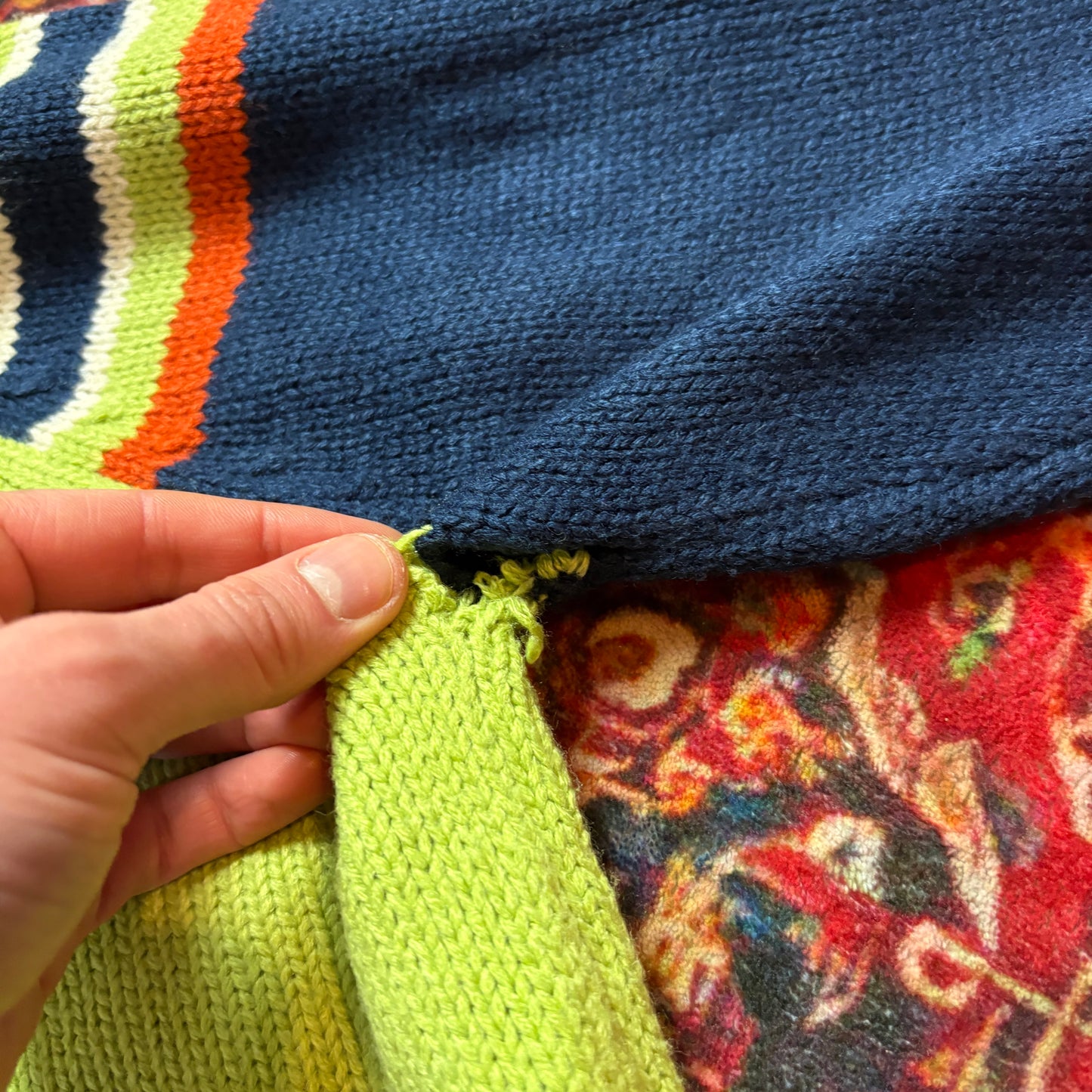 Vintage Ralph Lauren Green Navy Knit Jumper - M