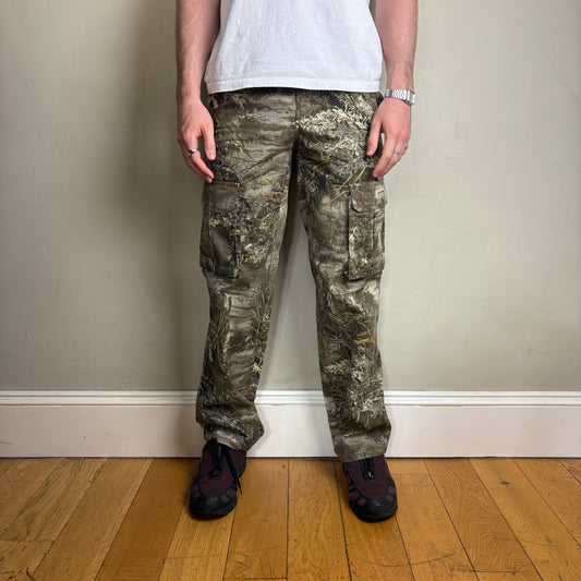 Vintage Real Tree Camo Green Hunting Cargo Workwear Trousers - 32R