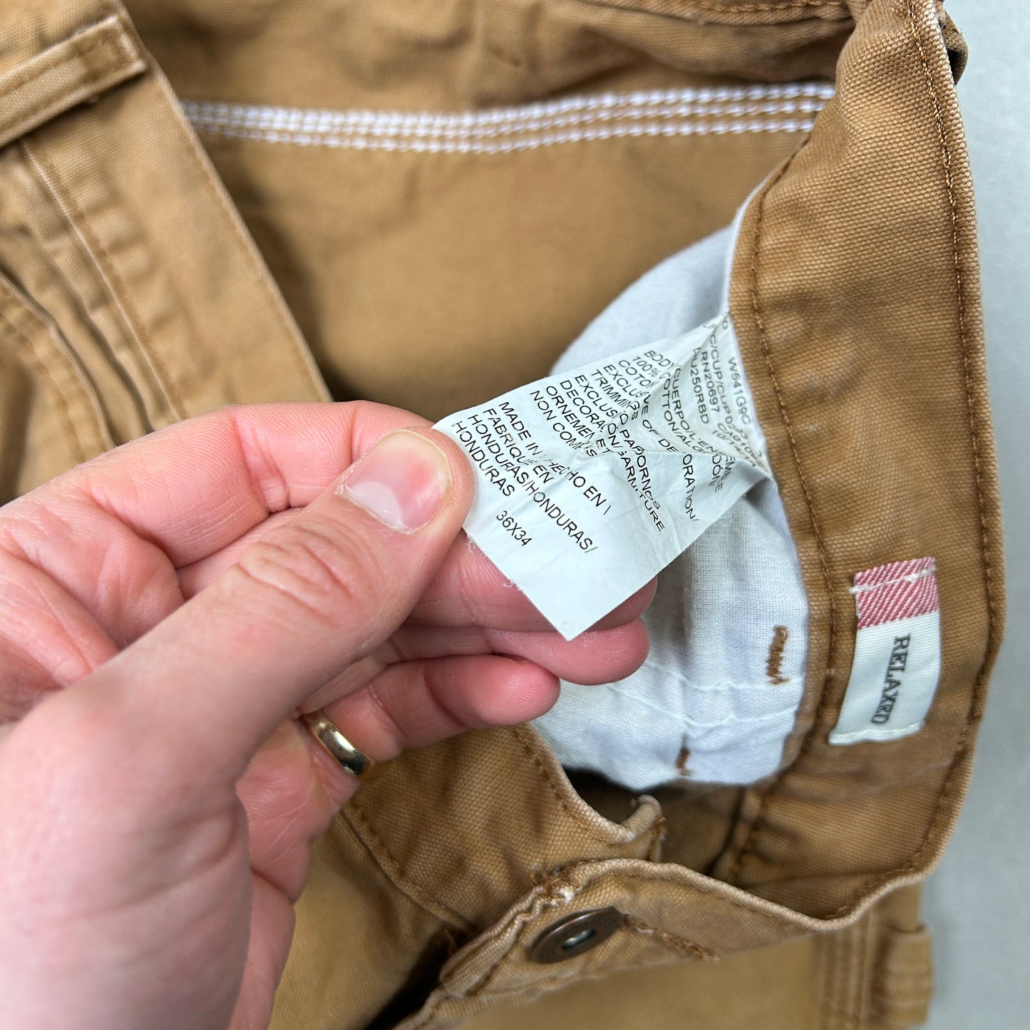 Vintage Dickies Workwear Carpenter Baggy Brown Trousers - 36