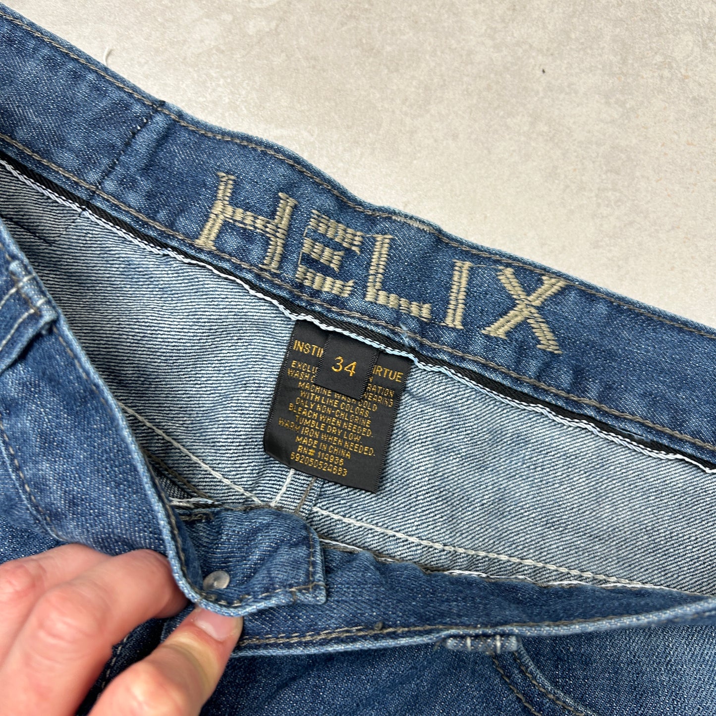 Vintage Helix Embroidered Hip Hop Blue Baggy Shorts Jorts - 36