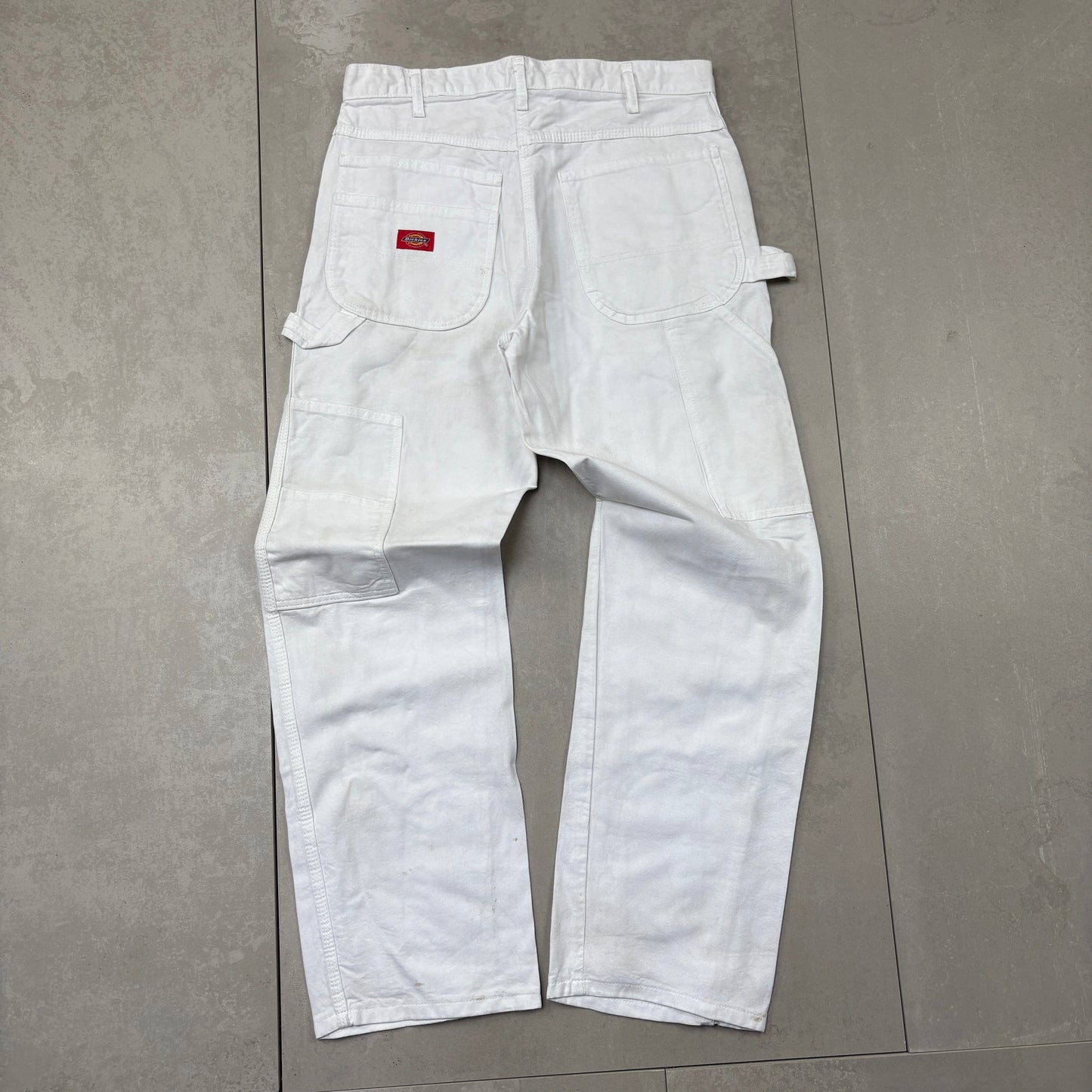 Vintage Dickies Workwear White Carpenter Baggy Trousers - 32