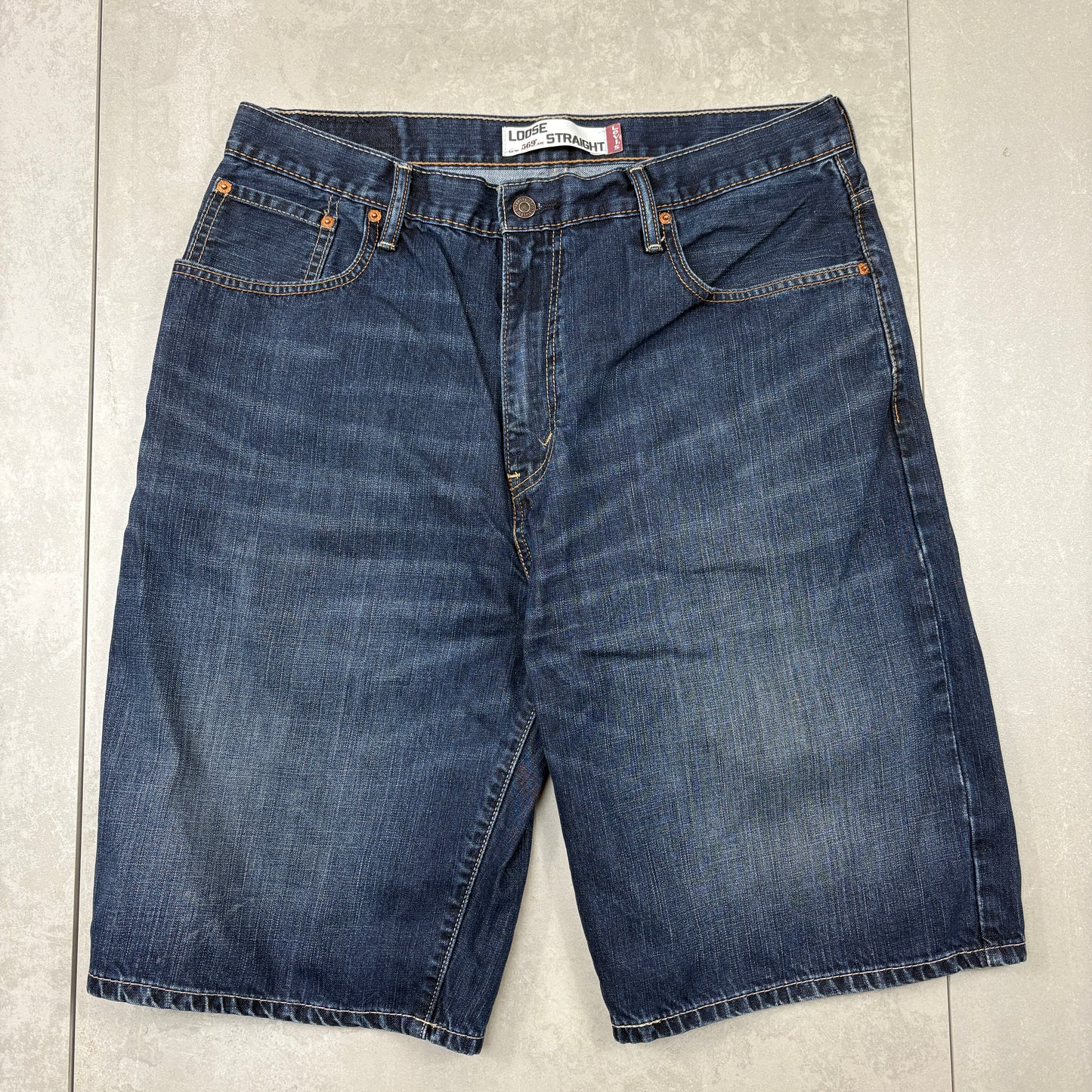 Vintage Levis 569 Blue Baggy Denim Shorts - 36
