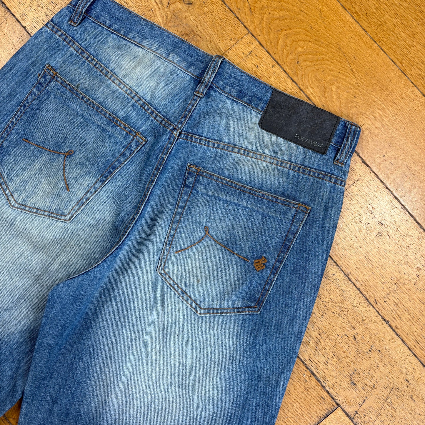 Vintage Rocawear Embroidered Hip Hop Baggy Blue Shorts Jorts - 36