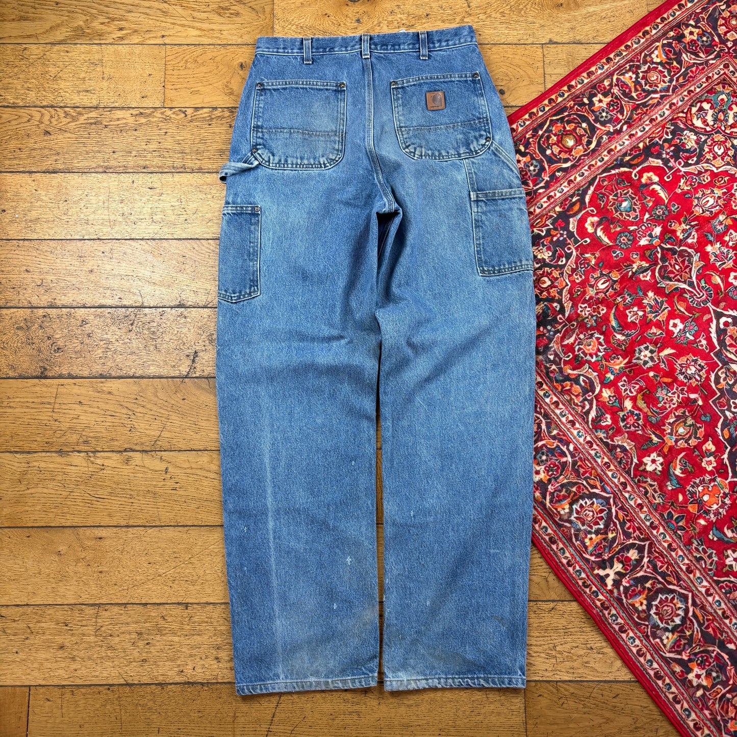 Vintage Carhartt Blue Double Knee Workwear Carpenter Baggy Jeans - 32