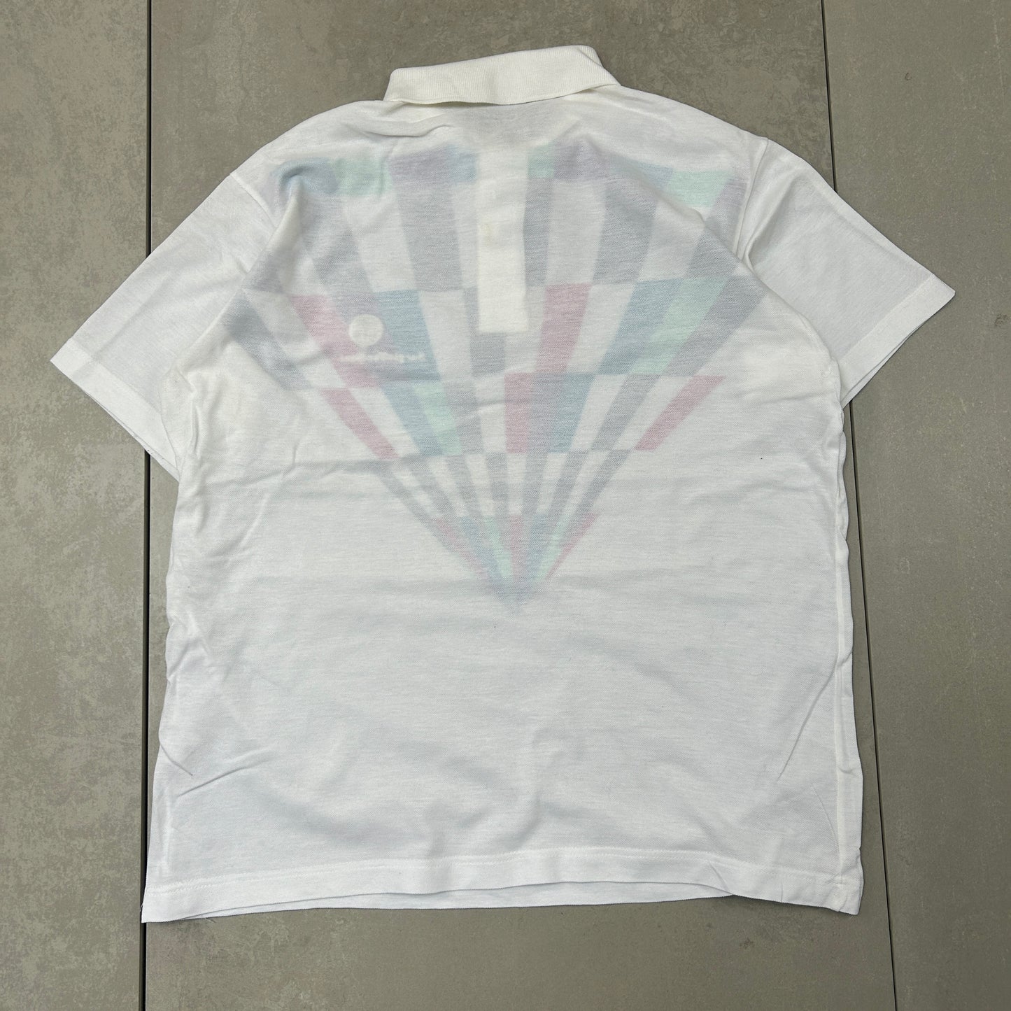 Vintage Sergio Tacchini White Embroidered Polo Shirt - L