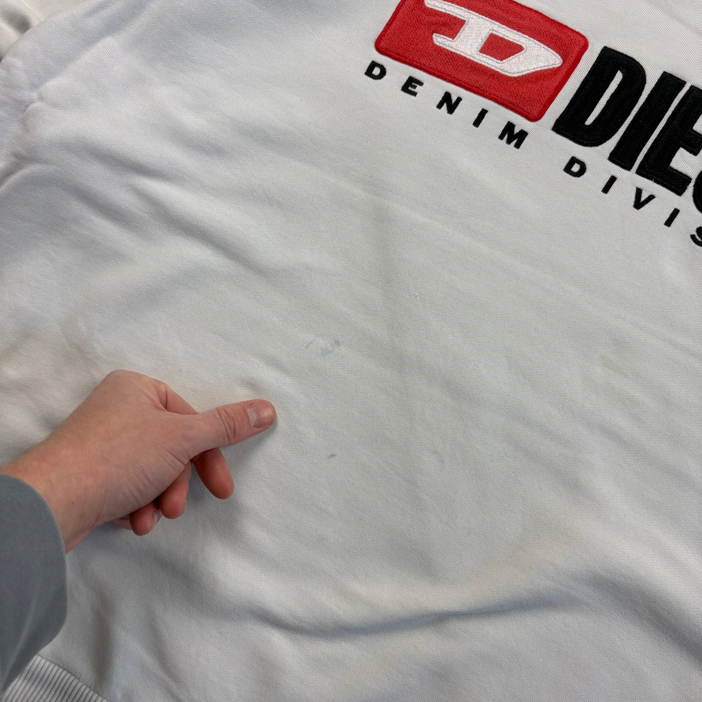 Vintage Diesel White Embroidered Sweatshirt - L