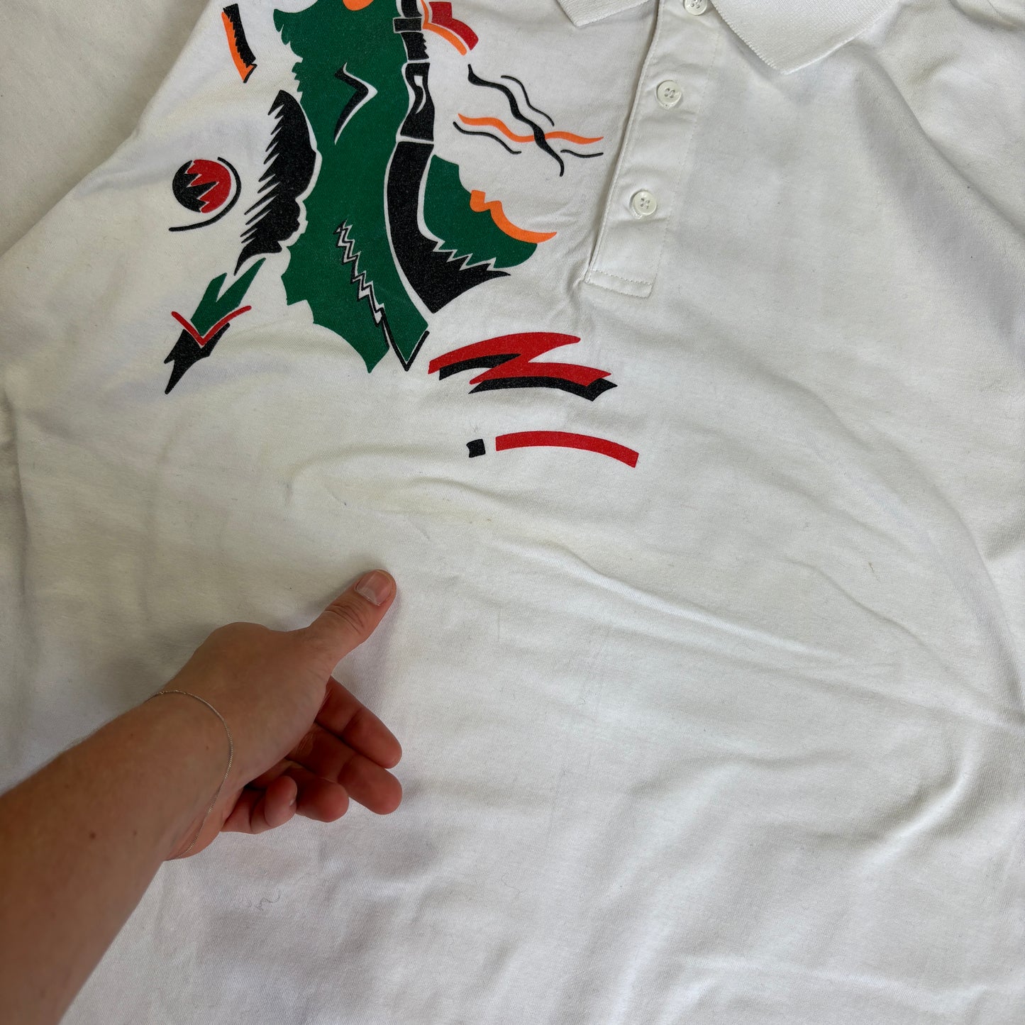 Vintage Crane White Polo Shirt - L