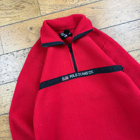 Vintage Ralph Lauren Polo Jeans Co Red Fleece Sweatshirt - XS