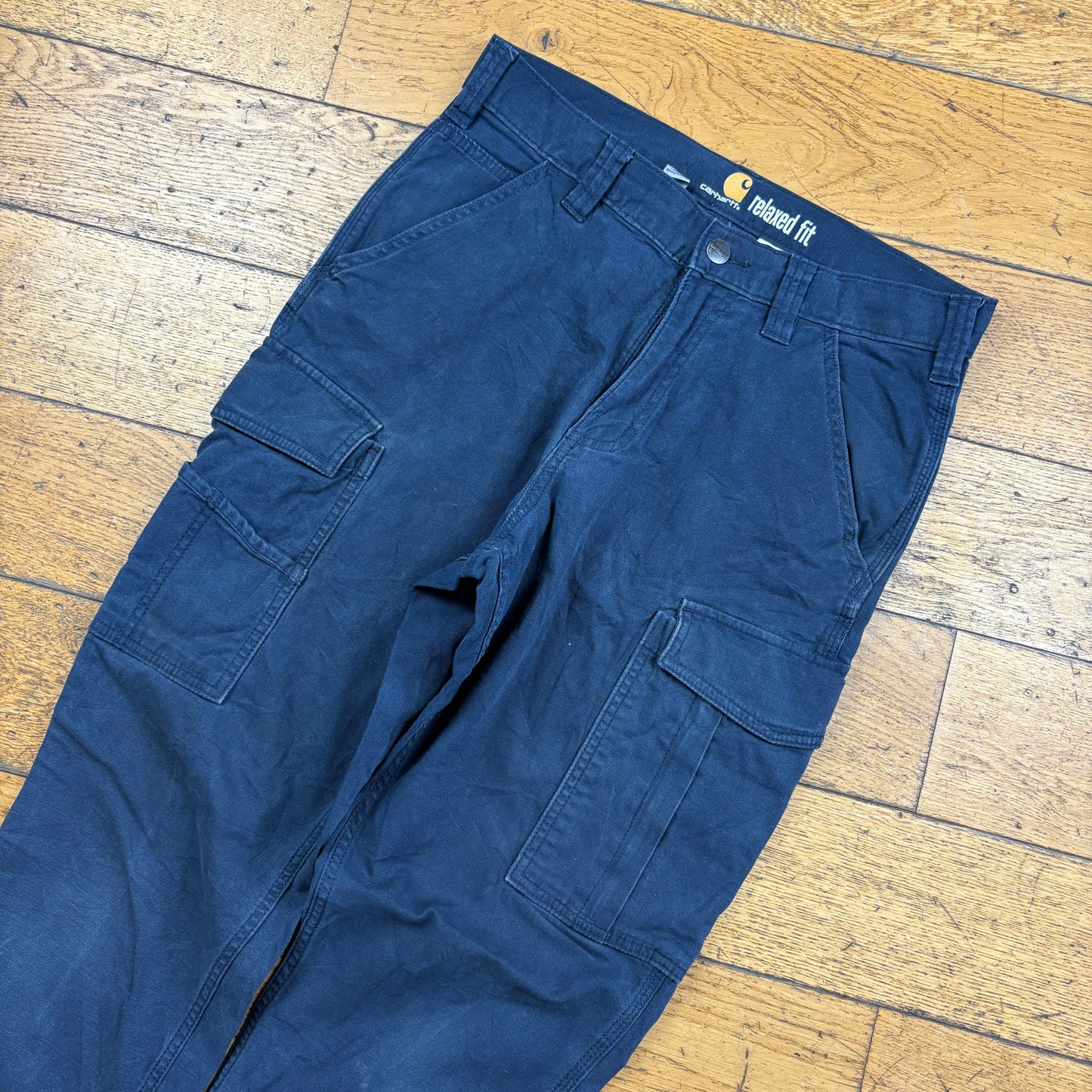 Vintage Carhartt Navy Cargo Workwear Carpenter Trousers - 32