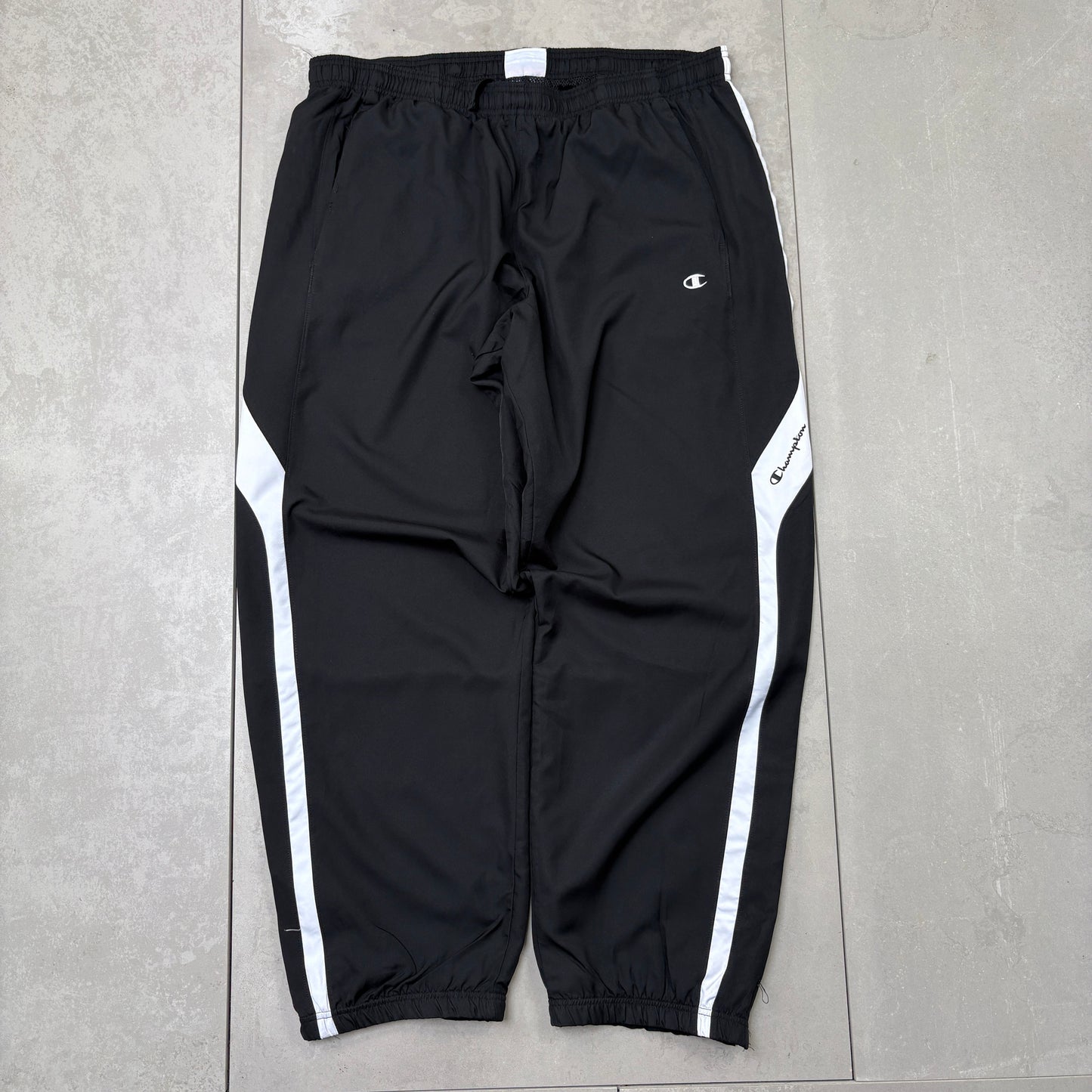 Vintage Champion Black Baggy Tracksuit Sweatpants Track Pants Bottoms - XL