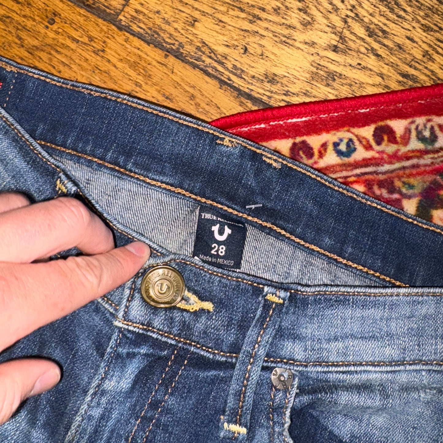 Vintage True Religion Blue Embroidered Y2K Shorts Jorts - 32
