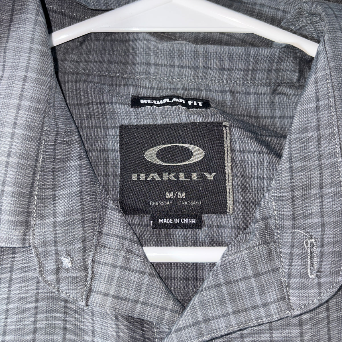 Oakley Grey Check Plaid Short Sleeve Shirt - M