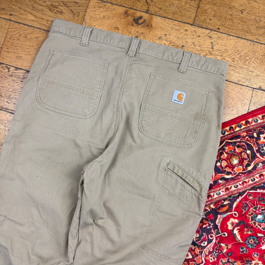 Vintage Carhartt Cream Workwear Carpenter Baggy Trousers - 38