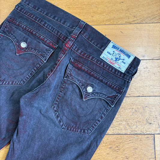 Vintage True Religion Black and Red Embroidered Y2K Shorts Jorts - 36