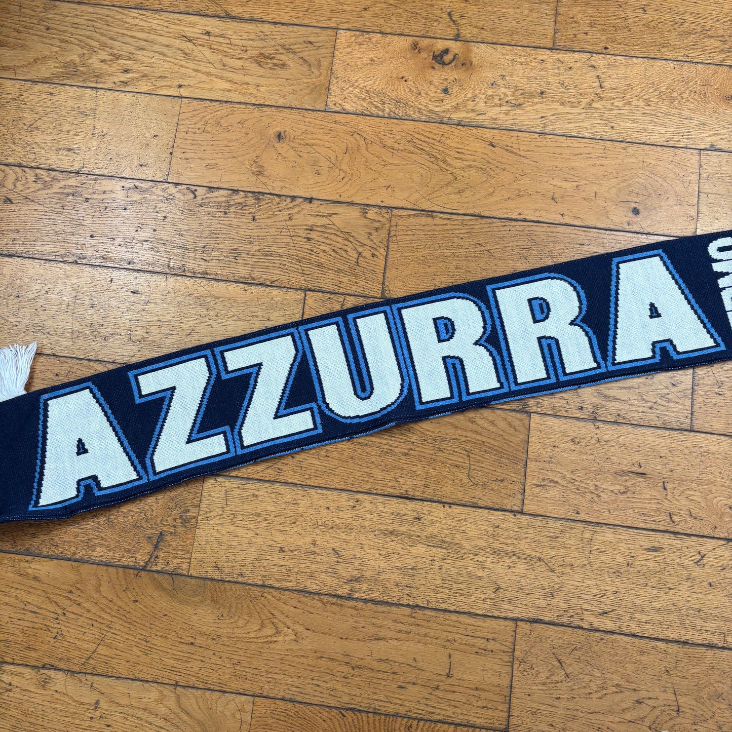 Vintage Azzurra Fermo Navy Blue Italian Scarf