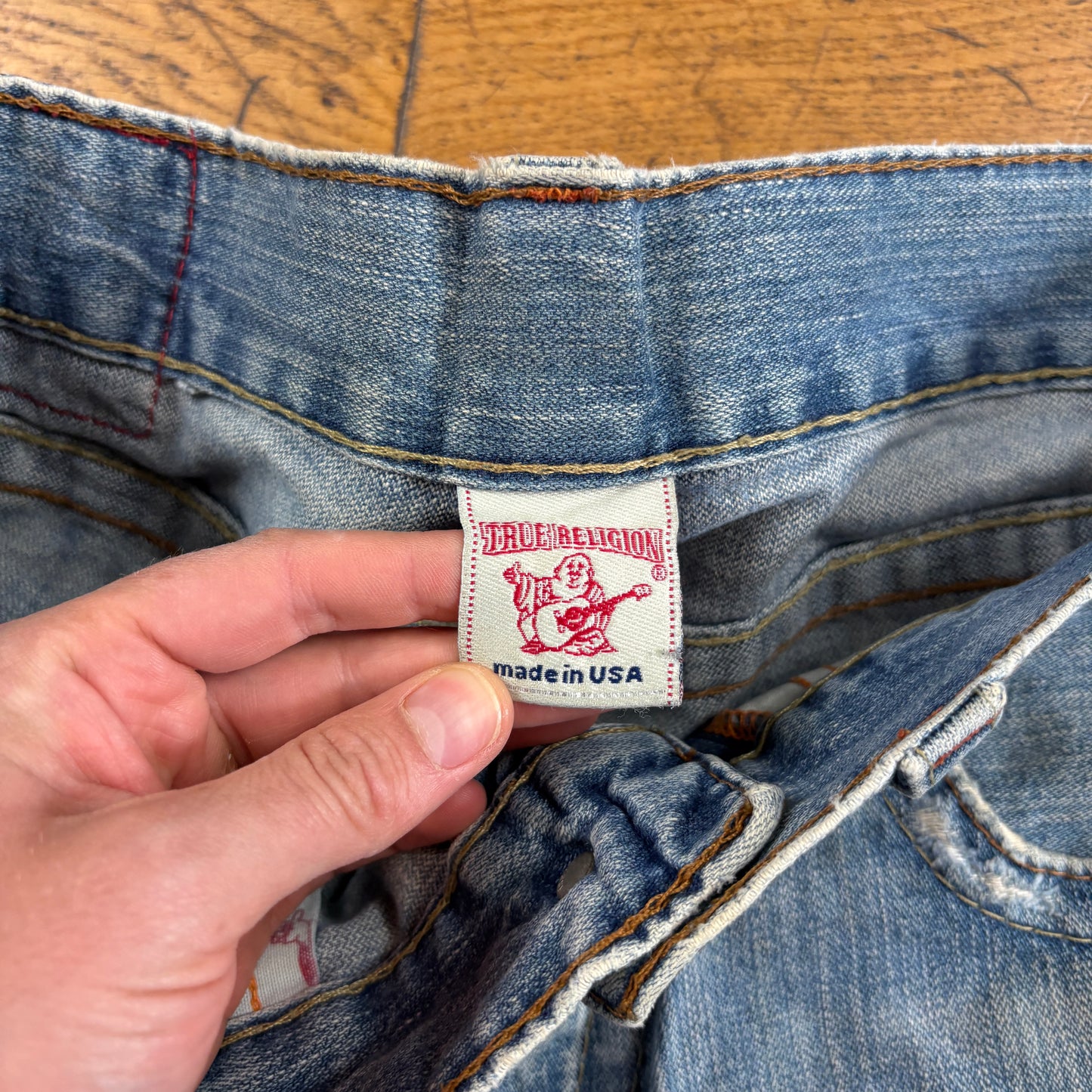 Vintage True Religion Blue Embroidered Y2K Shorts Jorts - 36
