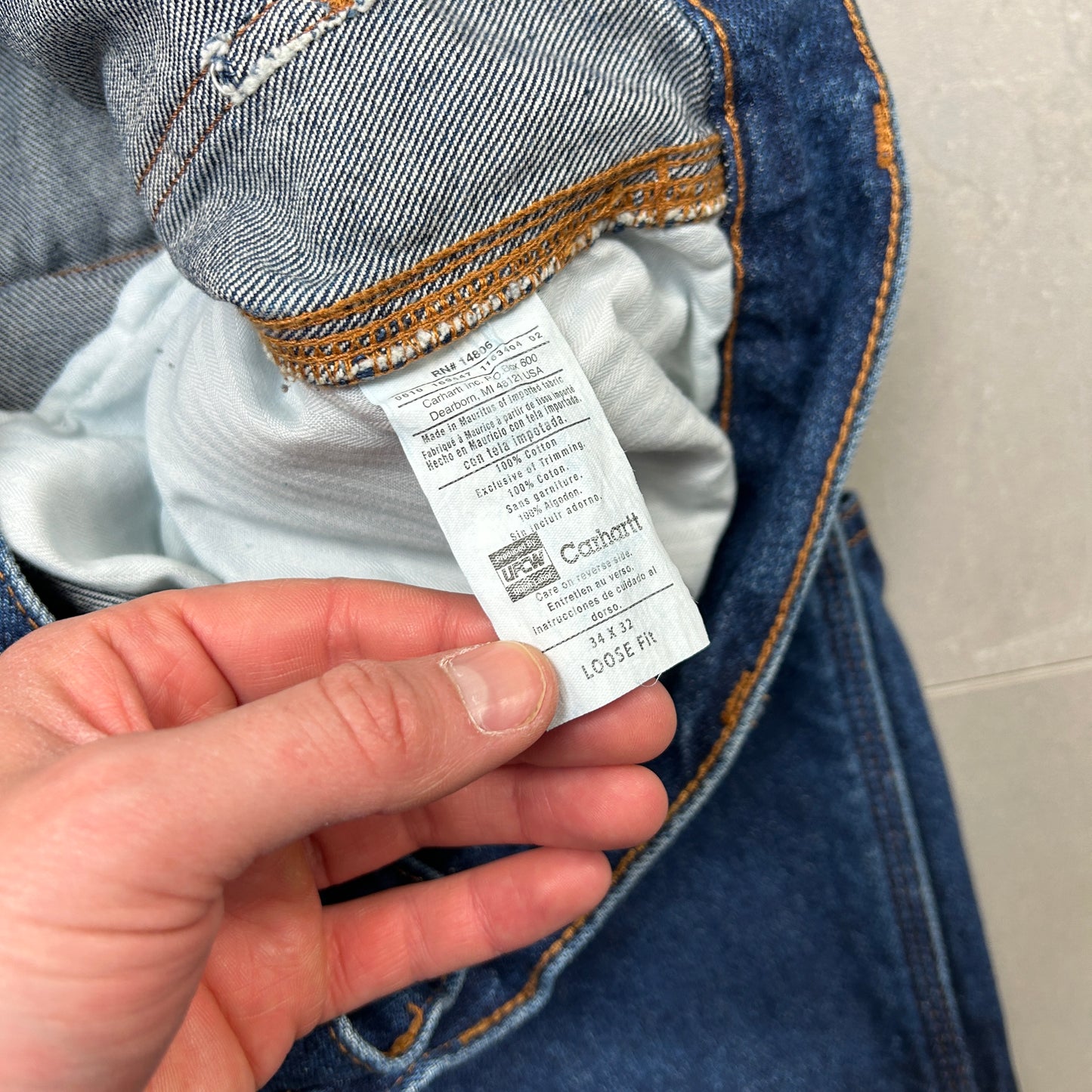 New Carhartt Double Knee Carpenter Baggy Blue Jeans - 38