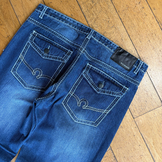 Vintage Rocawear Embroidered Blue Hip Hop Baggy Jeans - 40